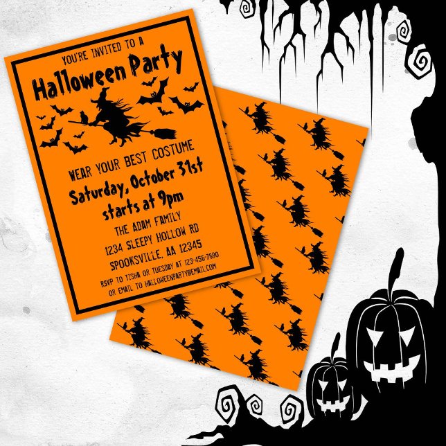 Halloween Witch Costume Party Invitation (Creator Uploaded)