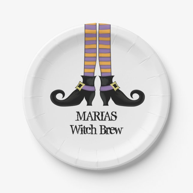 Halloween Witch Cute Simple Whimsical Shoes Paper Plate (Front)