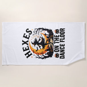 Halloween Witch Dance Night Beach Towel