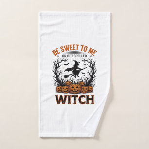 Halloween Witch Design Be Sweet Or Get Spelled_1 Hand Towel