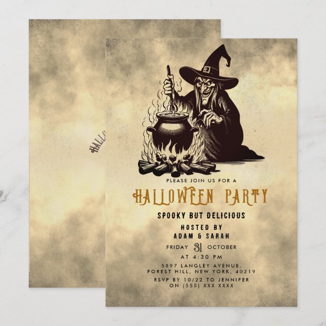 Halloween Witch Dinner Invitation (Front/Back)
