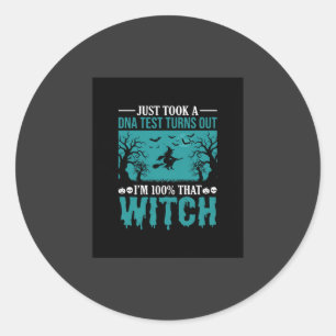 Halloween Witch DNA Test Design Classic Round Sticker