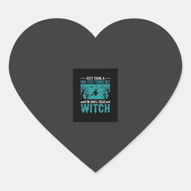 Halloween Witch DNA Test Design Heart Sticker (Front)