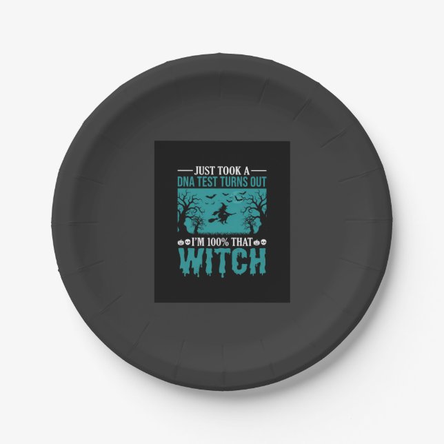 Halloween Witch DNA Test Design Paper Plate (Front)