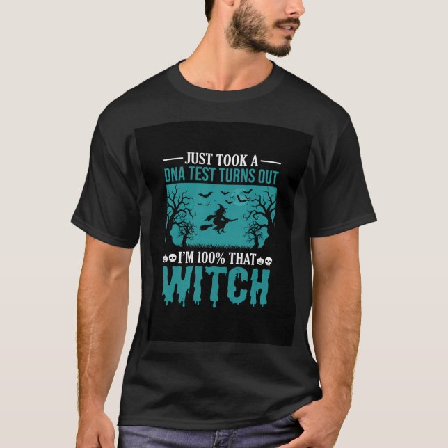 Halloween Witch DNA Test Design T-Shirt (Front)