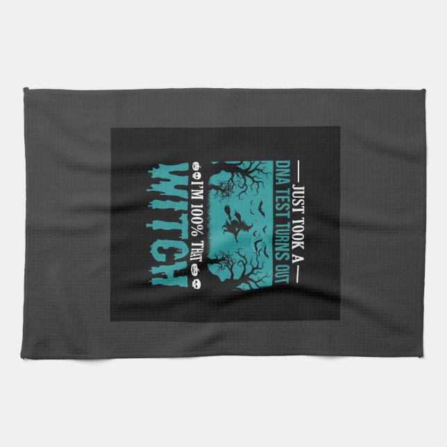 Halloween Witch DNA Test Design Tea Towel (Horizontal)