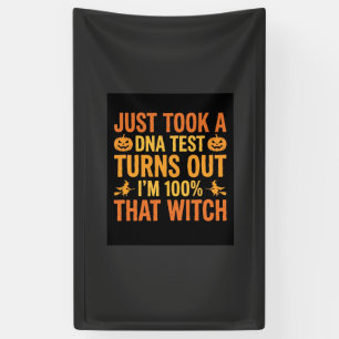 Halloween Witch DNA Test Funny Design Banner