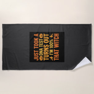 Halloween Witch DNA Test Funny Design Beach Towel