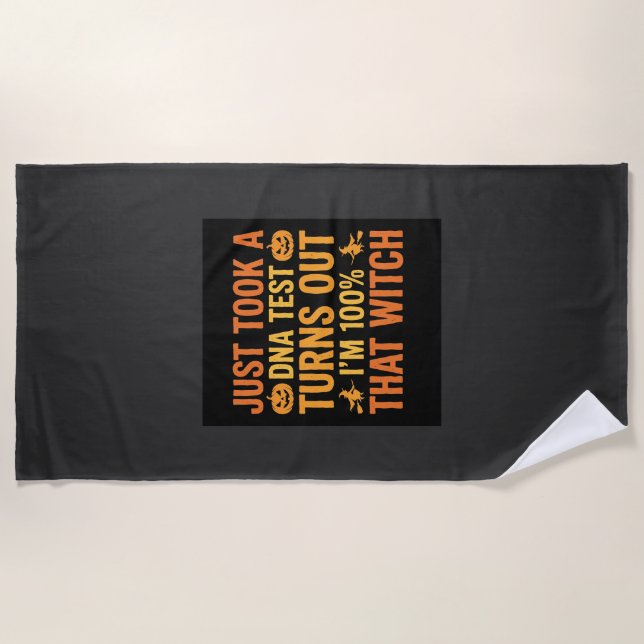 Halloween Witch DNA Test Funny Design Beach Towel (Front)