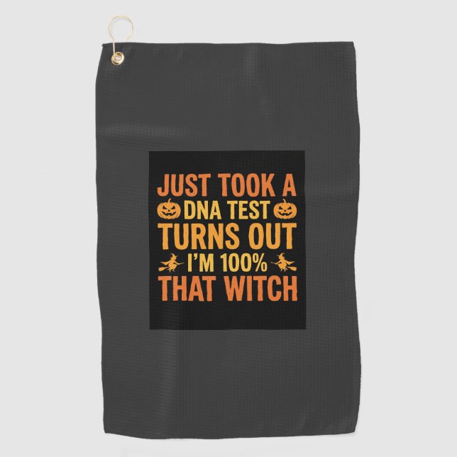 Halloween Witch DNA Test Funny Design Golf Towel (Front)