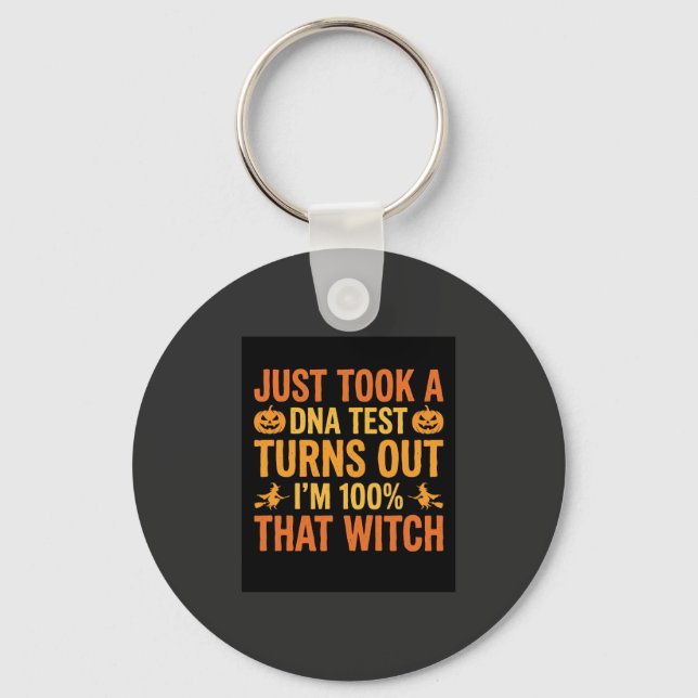 Halloween Witch DNA Test Funny Design Key Ring (Front)