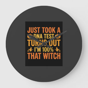 Halloween Witch DNA Test Funny Design Large Clock