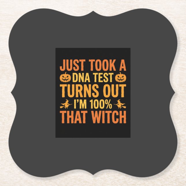 Halloween Witch DNA Test Funny Design Paper Coaster (Front)