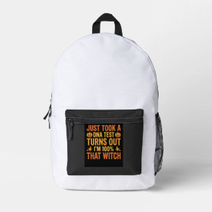 Halloween Witch DNA Test Funny Design Printed Backpack