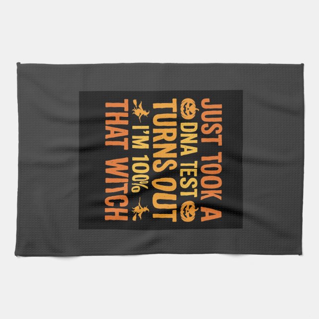Halloween Witch DNA Test Funny Design Tea Towel (Horizontal)