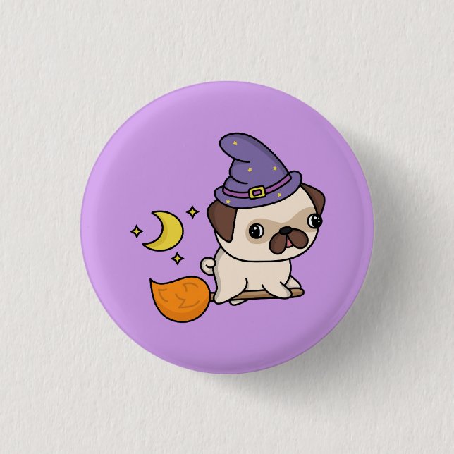 Halloween Witch Dog 3 Cm Round Badge (Front)