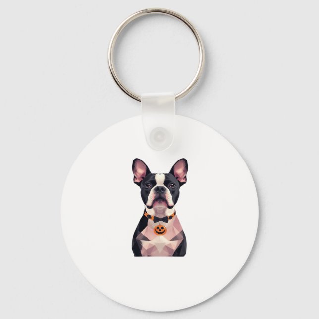 Halloween witch dog Classic T-Shirt Key Ring (Front)