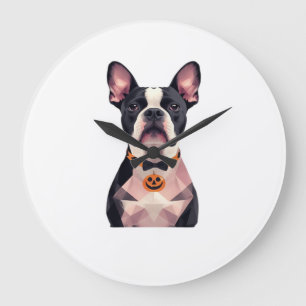 Halloween witch dog Classic T-Shirt Large Clock