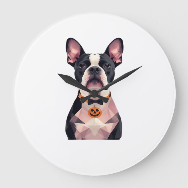 Halloween witch dog Classic T-Shirt Large Clock (Front)