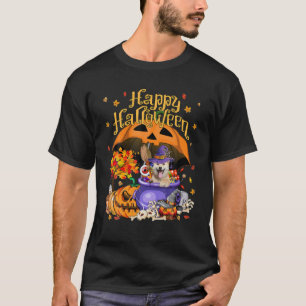 Halloween Witch Dog Shiba Inu Jack O Lantern Pumpk T-Shirt