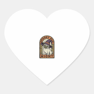 Halloween Witch Dog Vintage Engraving Shirt Design Heart Sticker