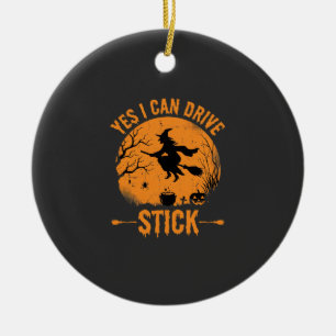 Halloween Witch Drive Stick Graphic_1 Ceramic Tree Decoration