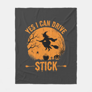 Halloween Witch Drive Stick Graphic_1 Fleece Blanket