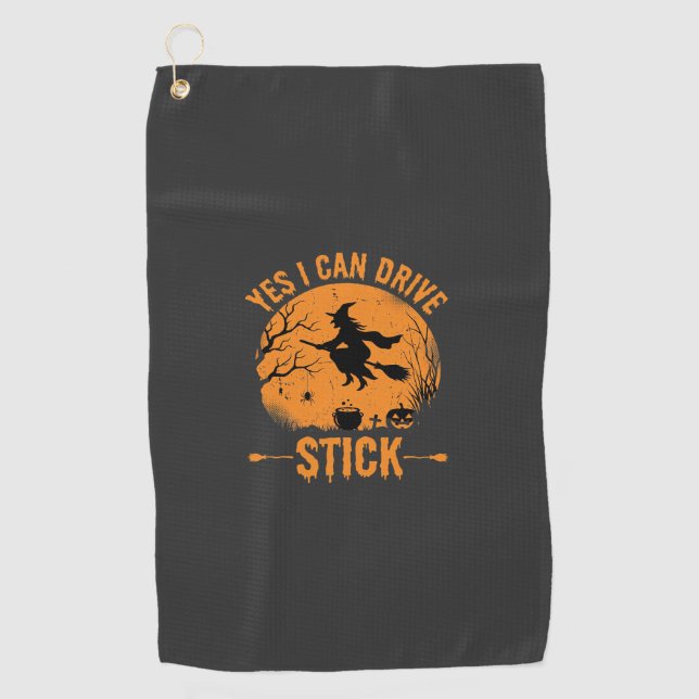 Halloween Witch Drive Stick Graphic_1 Golf Towel (Front)