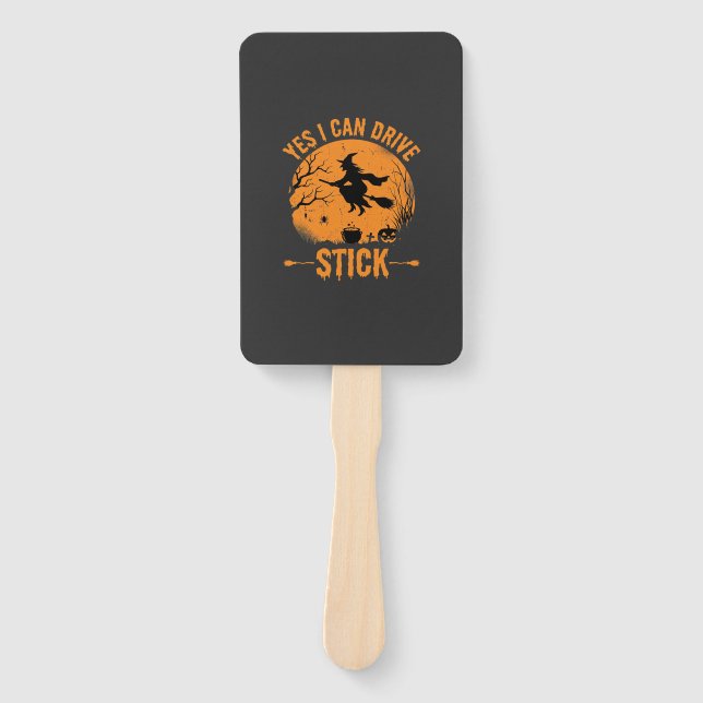 Halloween Witch Drive Stick Graphic_1 Hand Fan (Front)