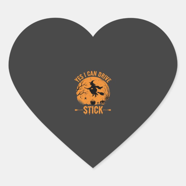 Halloween Witch Drive Stick Graphic_1 Heart Sticker (Front)