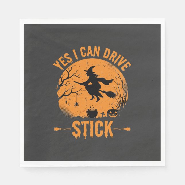 Halloween Witch Drive Stick Graphic_1 Napkin (Front)