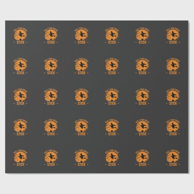 Halloween Witch Drive Stick Graphic_1 Wrapping Paper (Flat)