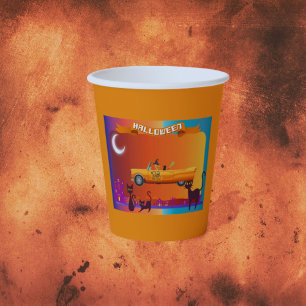 Halloween Witch Driving Car Saying Paper Cups