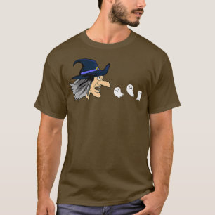 Halloween Witch Eating Ghost Gamer 1677 T-Shirt