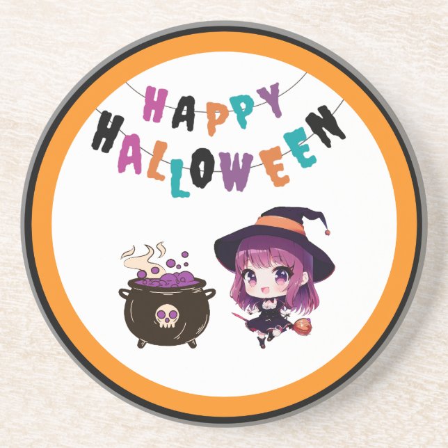 Halloween/witch/fall/October Coaster (Front)