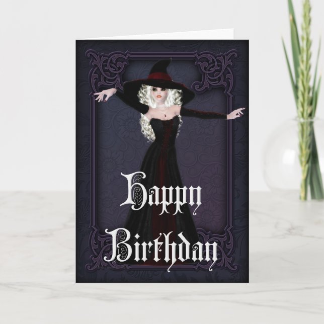 Halloween Witch Fall Season Happy Birthday Card (Front)