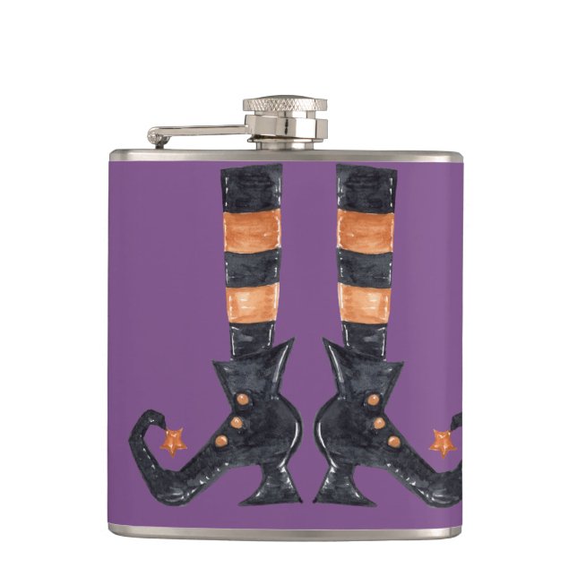 Halloween Witch Feet Hip Flask (Front)