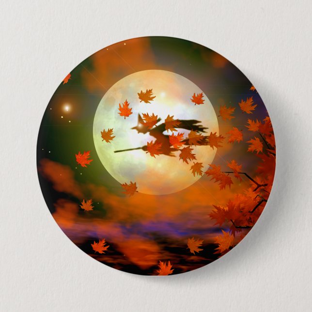 Halloween Witch Flight 7.5 Cm Round Badge (Front)