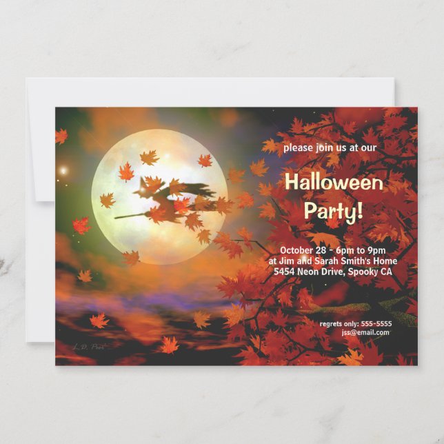 Halloween Witch Flight Invitation (Front)