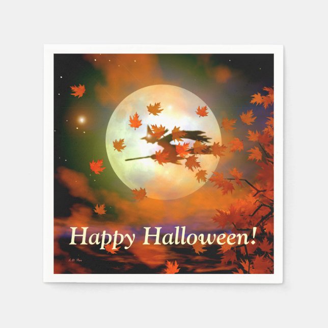 Halloween Witch Flight Napkin (Front)