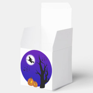 Halloween Witch Flying Broom Full Moon Favour Box