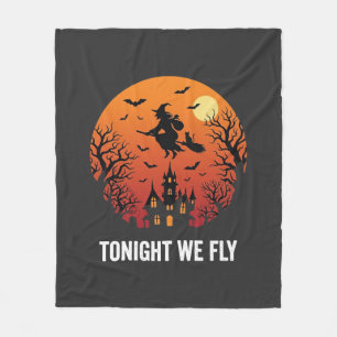 Halloween Witch Flying Night Graphic Design_1 Fleece Blanket