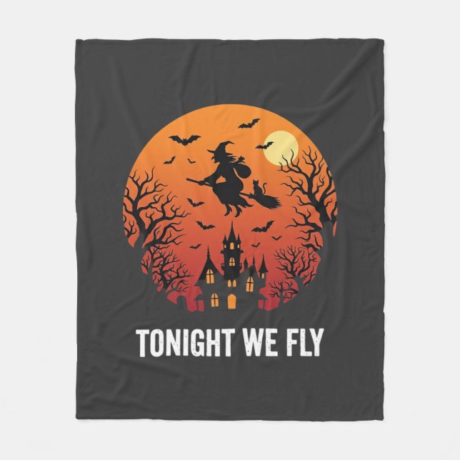 Halloween Witch Flying Night Graphic Design_1 Fleece Blanket (Front)
