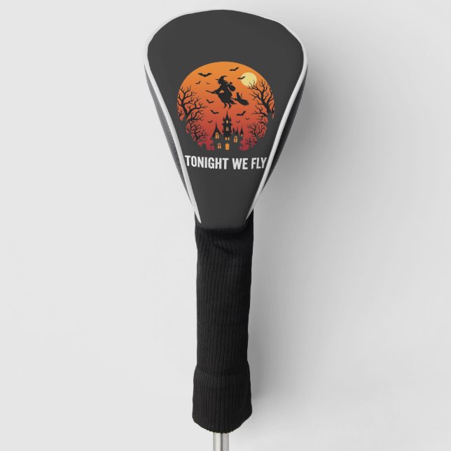 Halloween Witch Flying Night Graphic Design_1 Golf Head Cover (Front)