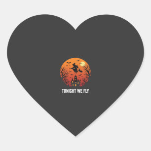 Halloween Witch Flying Night Graphic Design_1 Heart Sticker