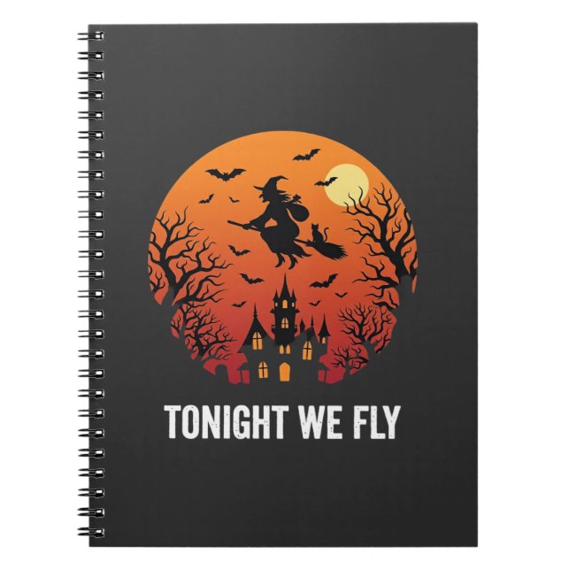 Halloween Witch Flying Night Graphic Design_1 Notebook (Front)