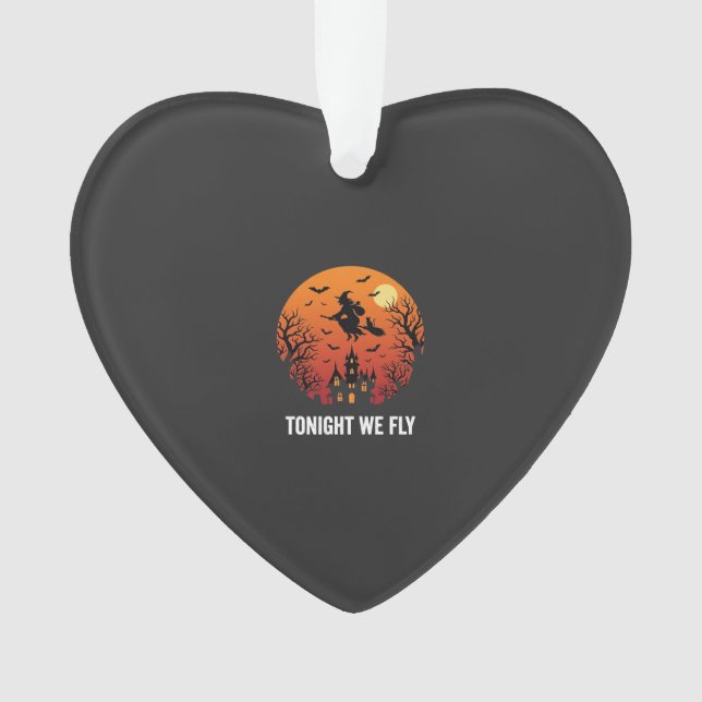 Halloween Witch Flying Night Graphic Design_1 Ornament (Front)