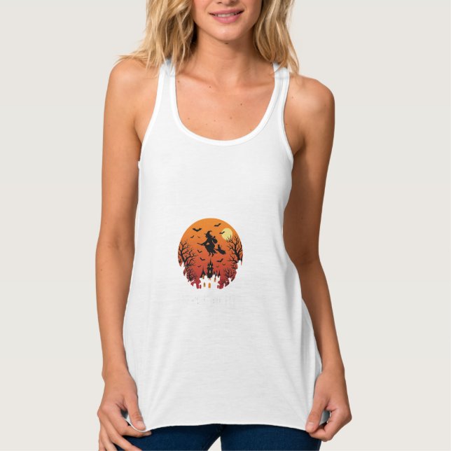 Halloween Witch Flying Night Graphic Design_1 Singlet (Front)