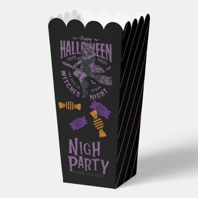 Halloween Witch Flying on Broom Popcorn Box – Spoo (Front)