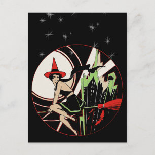 Halloween Witch Flying (vintage) Postcard